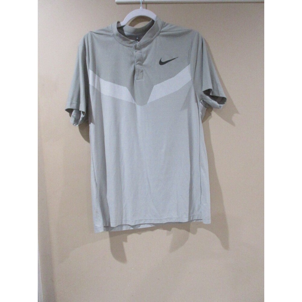 Nike Golf Modern Dri Fit Shirt Men Lg Gray Short Sleeve Activewear